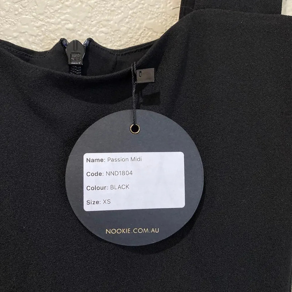 NWT NOOKIE Passion Midi Dress in Black Size XS LBD Party Cocktail Sexy Pinup - Picture 7 of 10